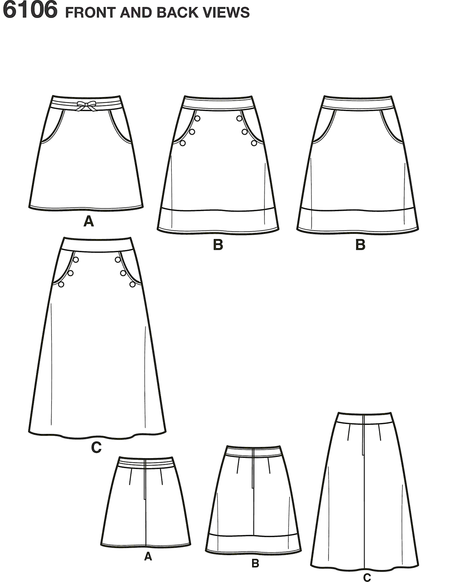New Look Pattern 6106 Misses Skirts Line Art From Patternsandplains.com