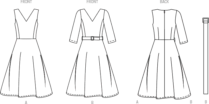 New Look Sewing Pattern N6748 Misses Dress With Sleeve Variations 6748 Line Art From Patternsandplains.com