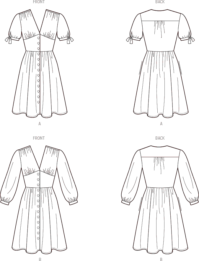 New Look Sewing Pattern N6749 Misses Dress With Sleeve Variations 6749 Line Art From Patternsandplains.com