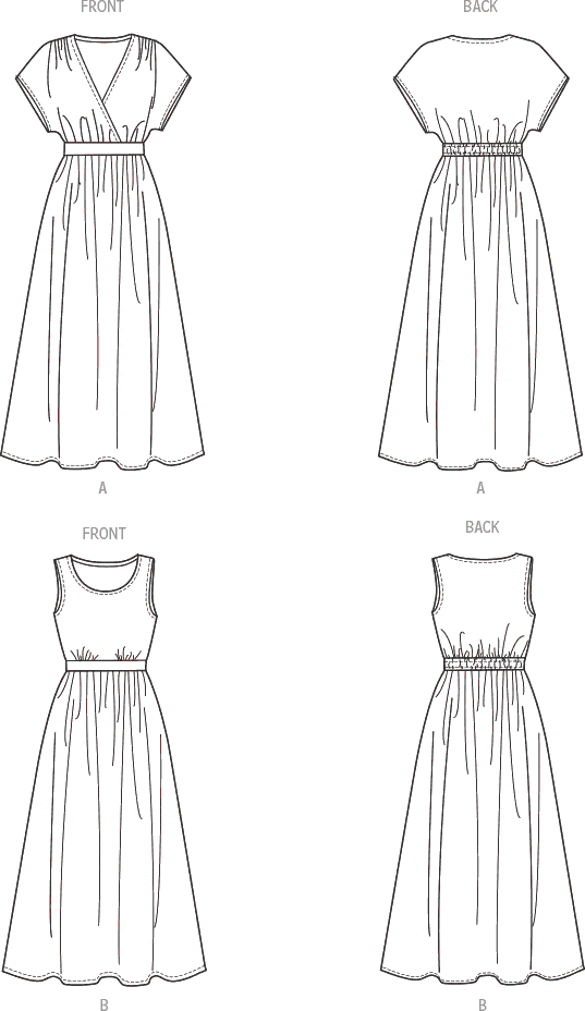 New Look Sewing Pattern N6751 Misses Knit Dresses 6751 Line Art From Patternsandplains.com