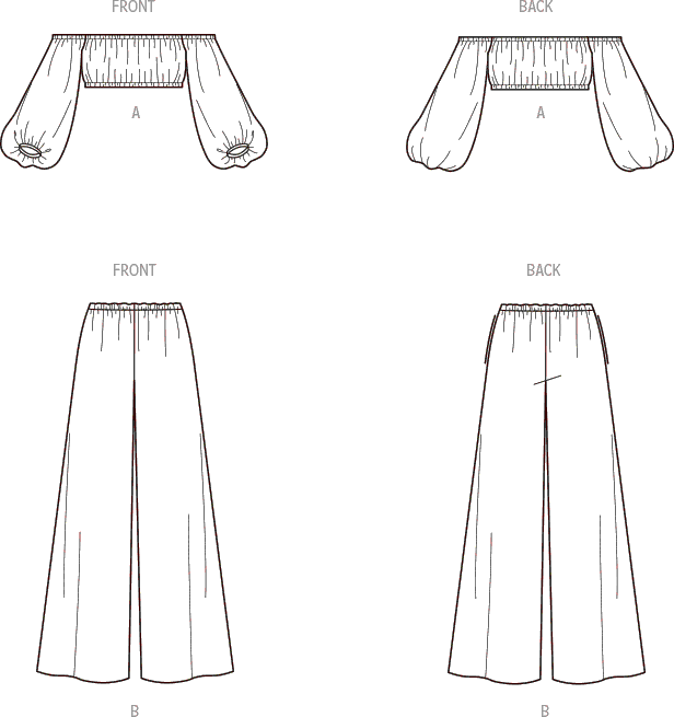 New Look Sewing Pattern N6758 Misses Top and Pants 6758 Line Art From Patternsandplains.com