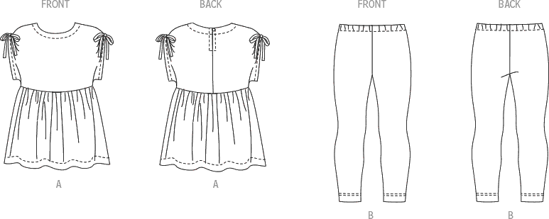 New Look Sewing Pattern N6761 Childrens Top and Leggings 6761 Line Art From Patternsandplains.com