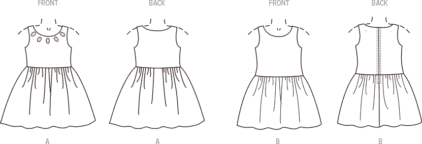 New Look Sewing Pattern N6763 Childrens Dress 6763 Line Art From Patternsandplains.com