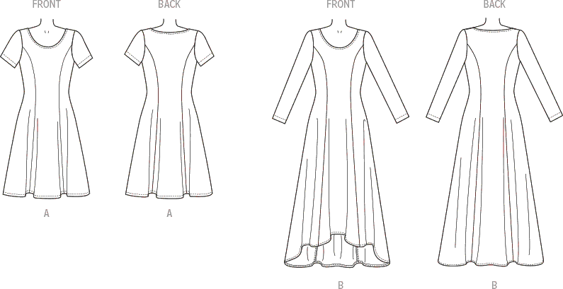 New Look Sewing Pattern N6765 Misses Knit Dresses 6765 Line Art From Patternsandplains.com