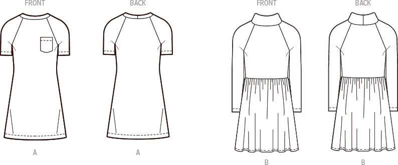 New Look Sewing Pattern N6773 Childrens and Girls Knit Dresses 6773 Line Art From Patternsandplains.com