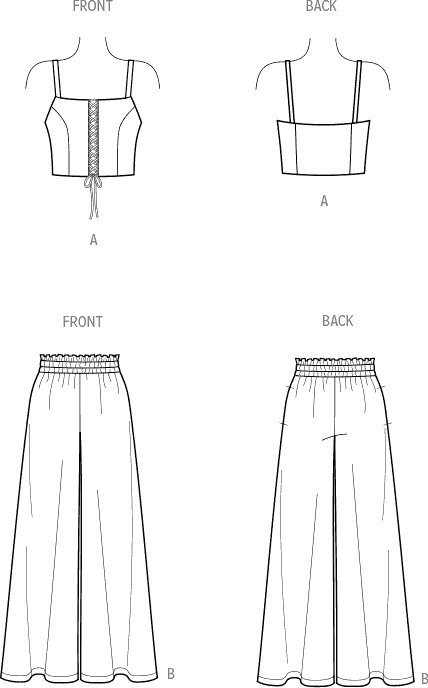 New Look Sewing Pattern N6779 Misses Bra Top and Pants 6779 Line Art From Patternsandplains.com