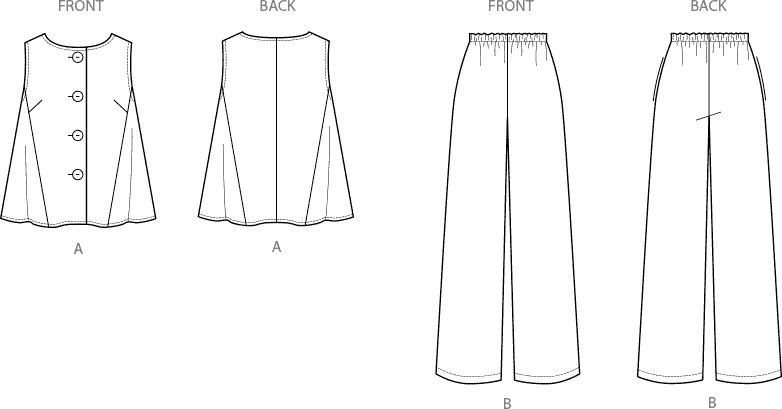 New Look Sewing Pattern N6781 Misses Top and Pants 6781 Line Art From Patternsandplains.com