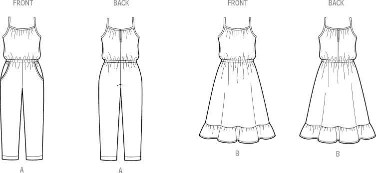 New Look Sewing Pattern N6783 Childrens Jumpsuit and Sundress 6783 Line Art From Patternsandplains.com