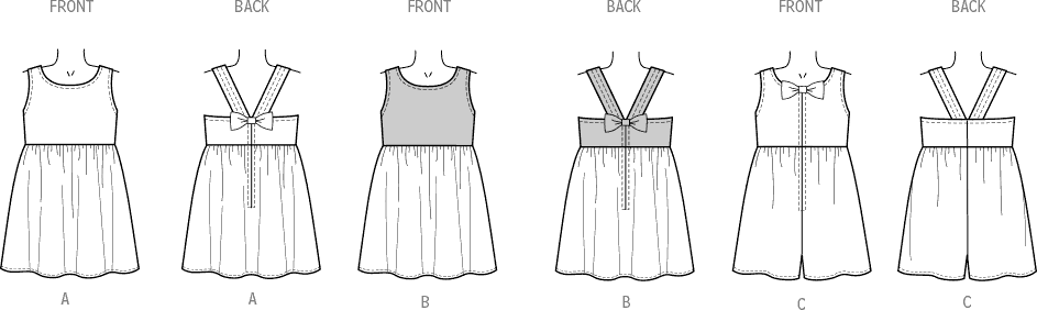 New Look Sewing Pattern N6784 Childrens Dresses and Romper 6784 Line Art From Patternsandplains.com