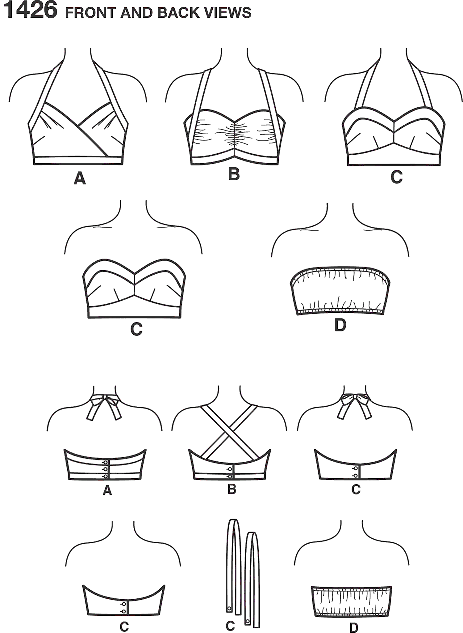 Simplicity Pattern 1426 Women's Vintage 1950's Bra Tops - Patterns and  Plains