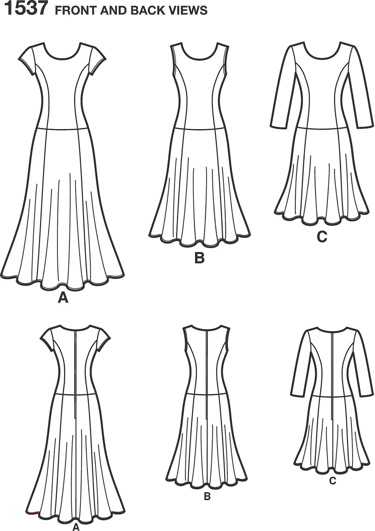 Simplicity Pattern 1537 Womens and Plus Size Amazing Fit Dress Line Art From Patternsandplains.com