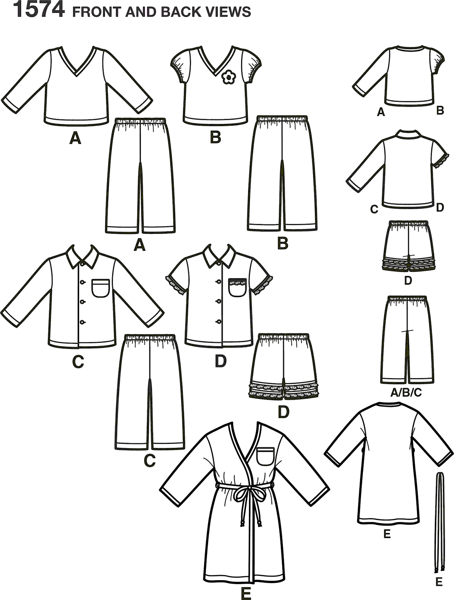 Simplicity Pattern 1574 Toddlers Loungewear Line Art From Patternsandplains.com