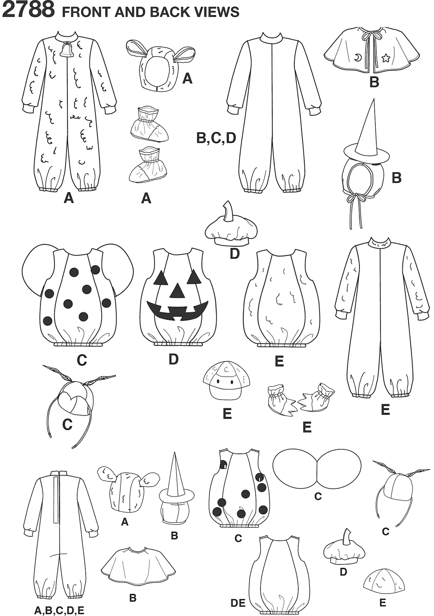 Simplicity Pattern 2788 Toddler Costumes Line Art From Patternsandplains.com