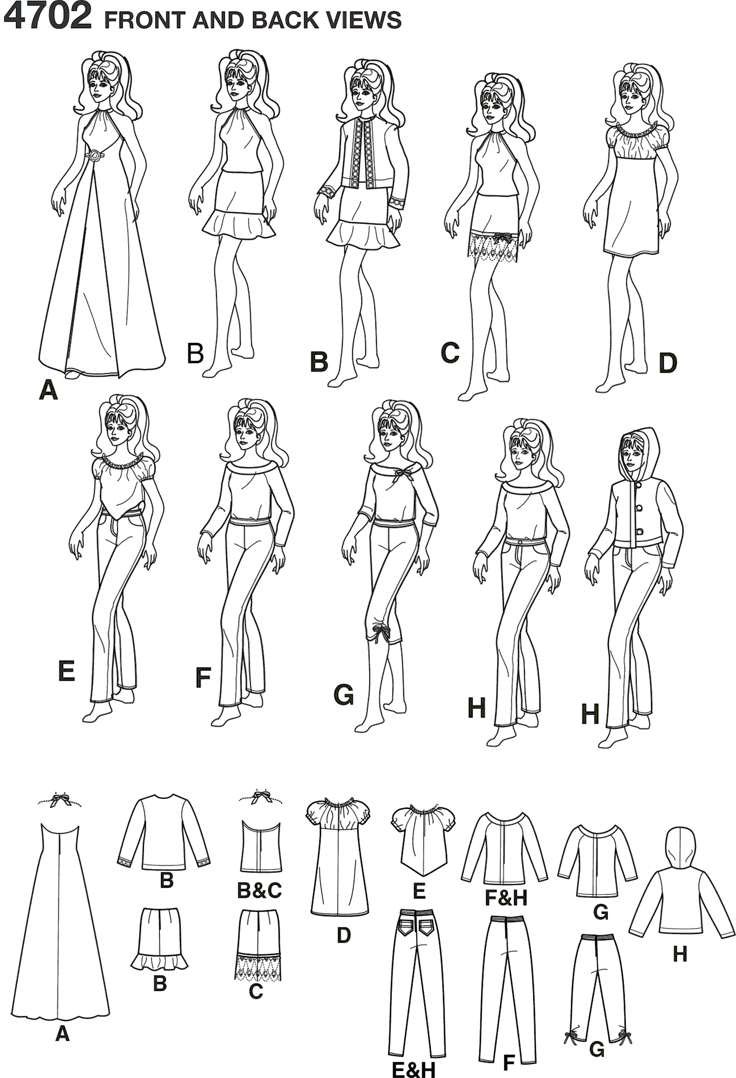 Simplicity Pattern 4702 Doll Clothes Line Art From Patternsandplains.com