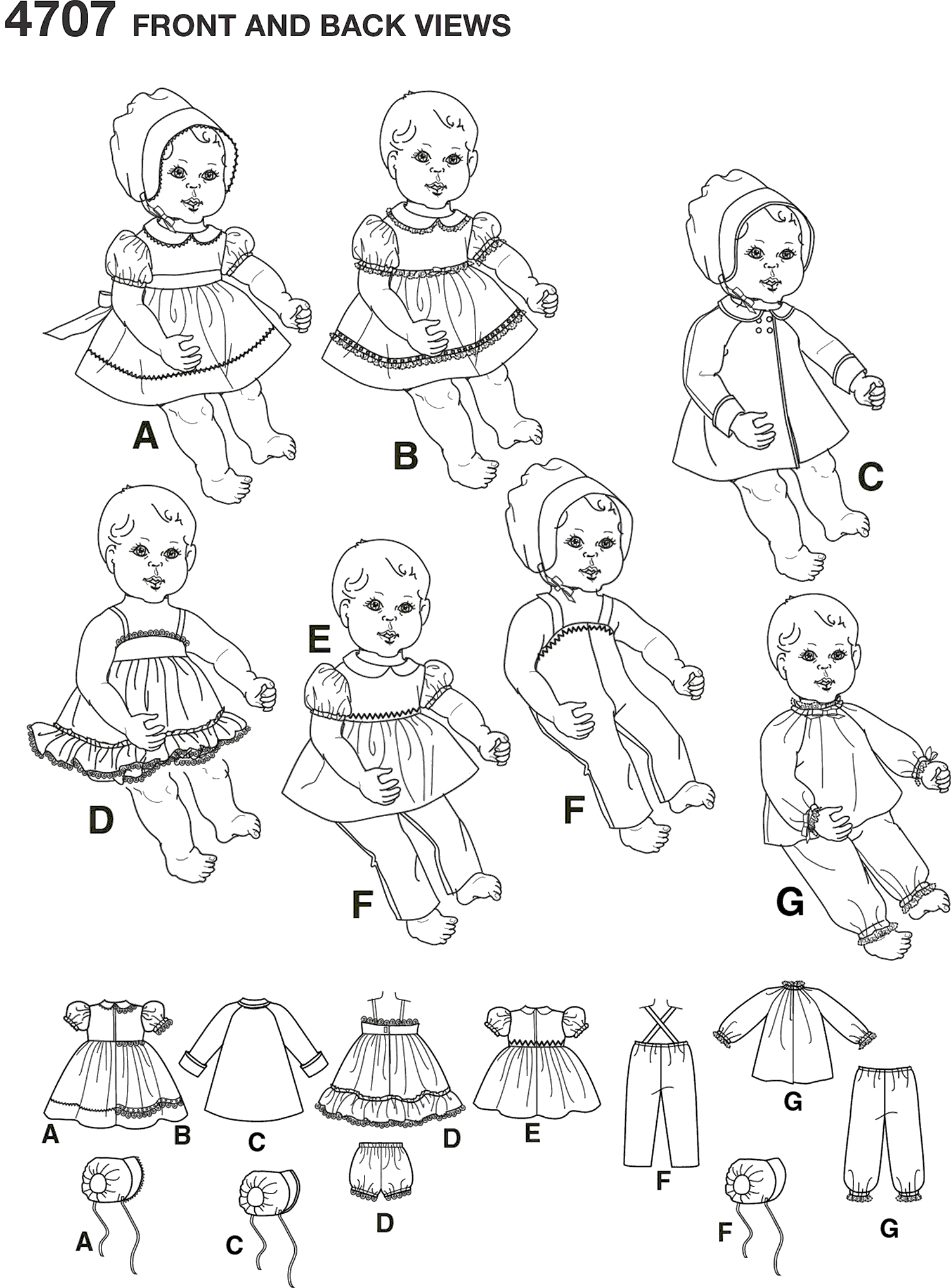 Simplicity Pattern 4707 Doll Clothes Line Art From Patternsandplains.com