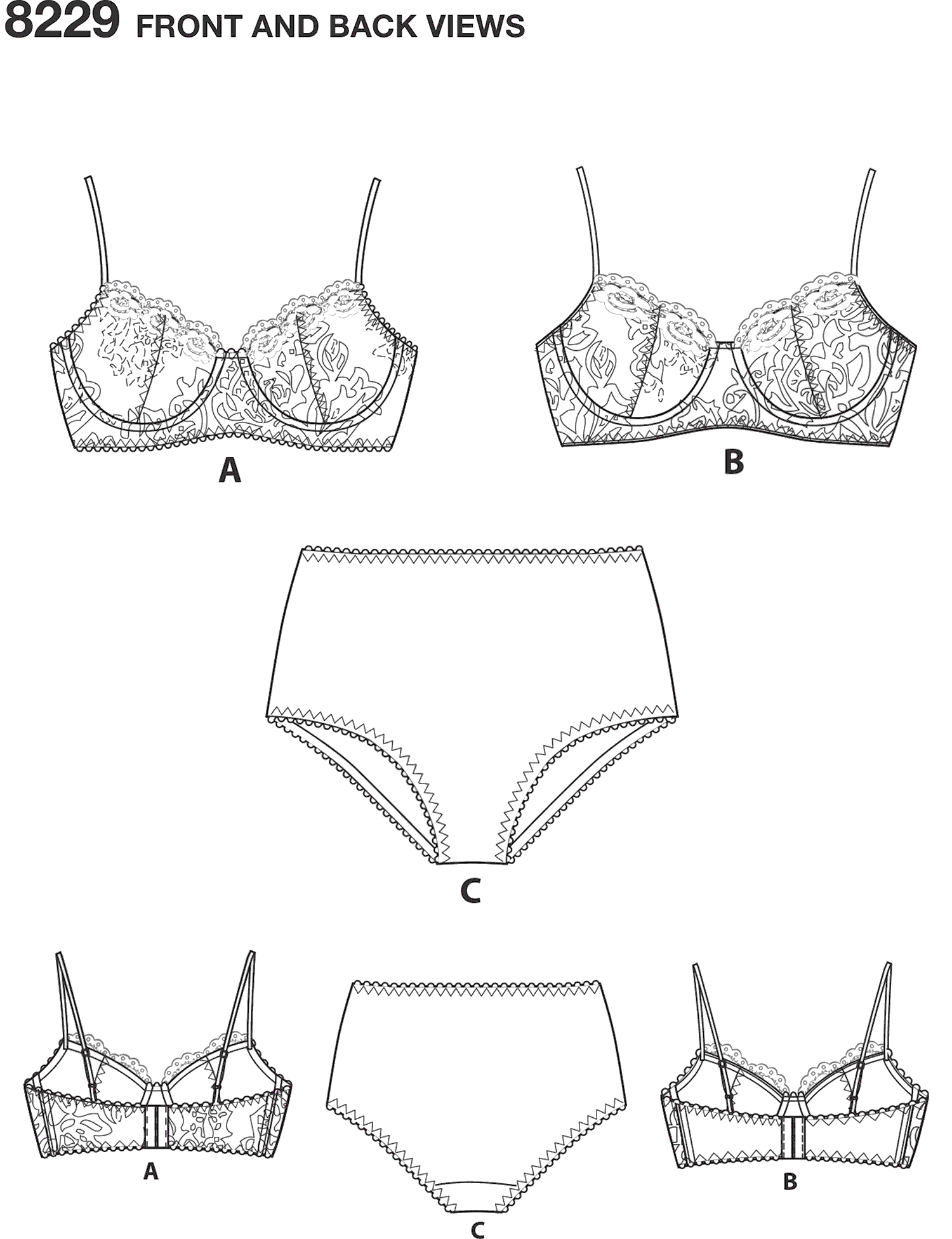 Simplicity Pattern 8229 Women's Underwire Bras and Panties - Patterns ...