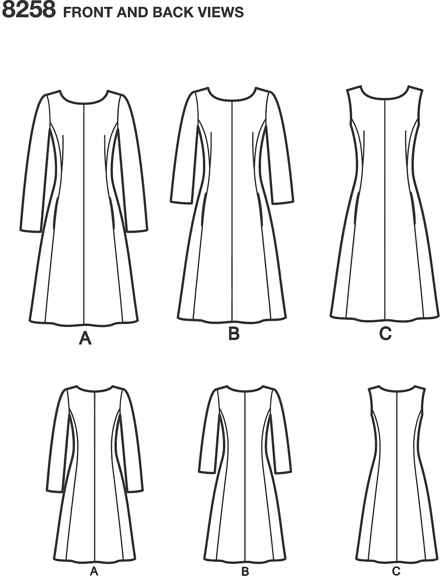 Simplicity Pattern 8258 Womens and Plus Size Amazing Fit Dress Line Art From Patternsandplains.com