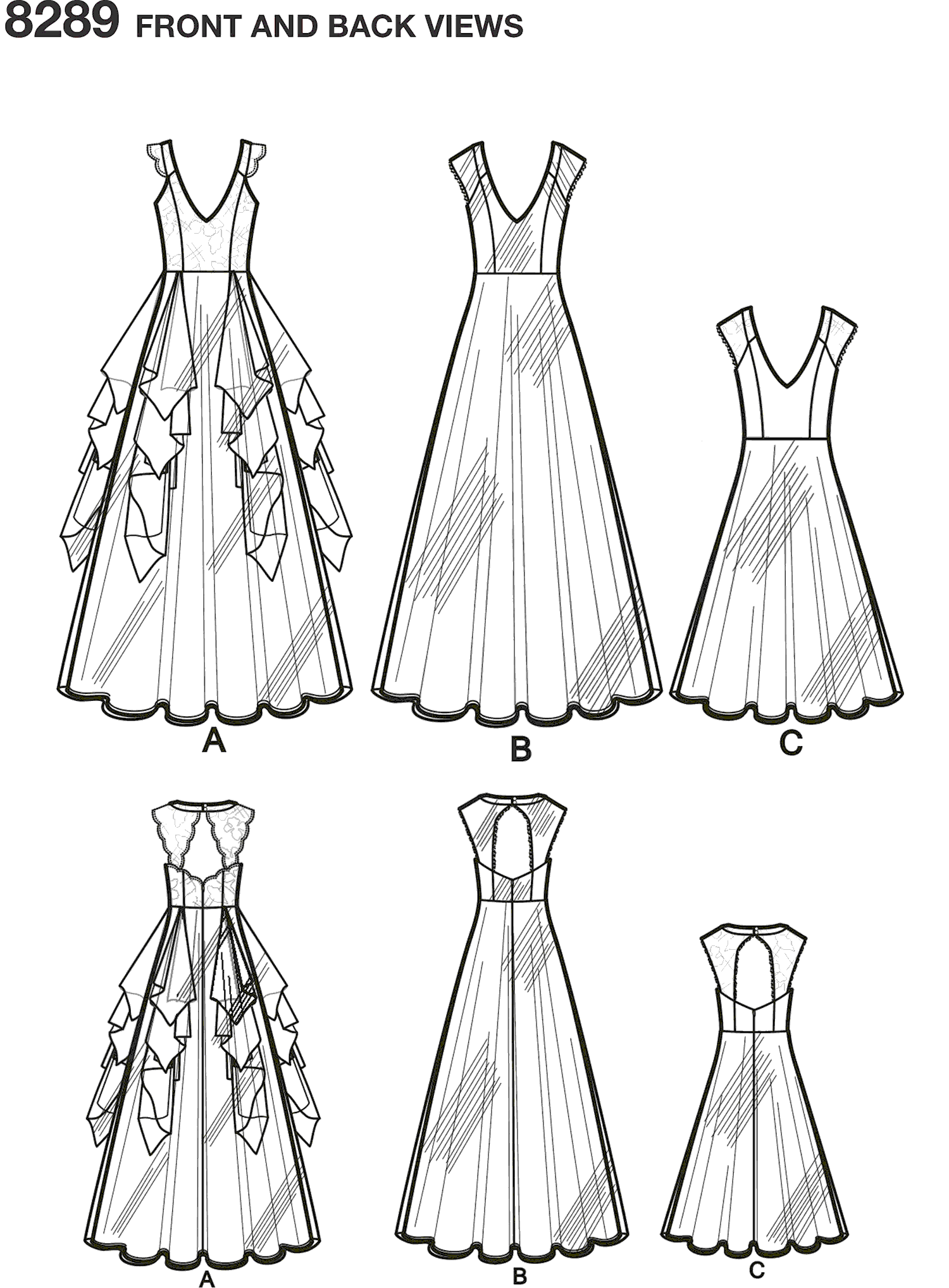 Simplicity Pattern 8289 Womens Special Occasion Dresses Line Art From Patternsandplains.com