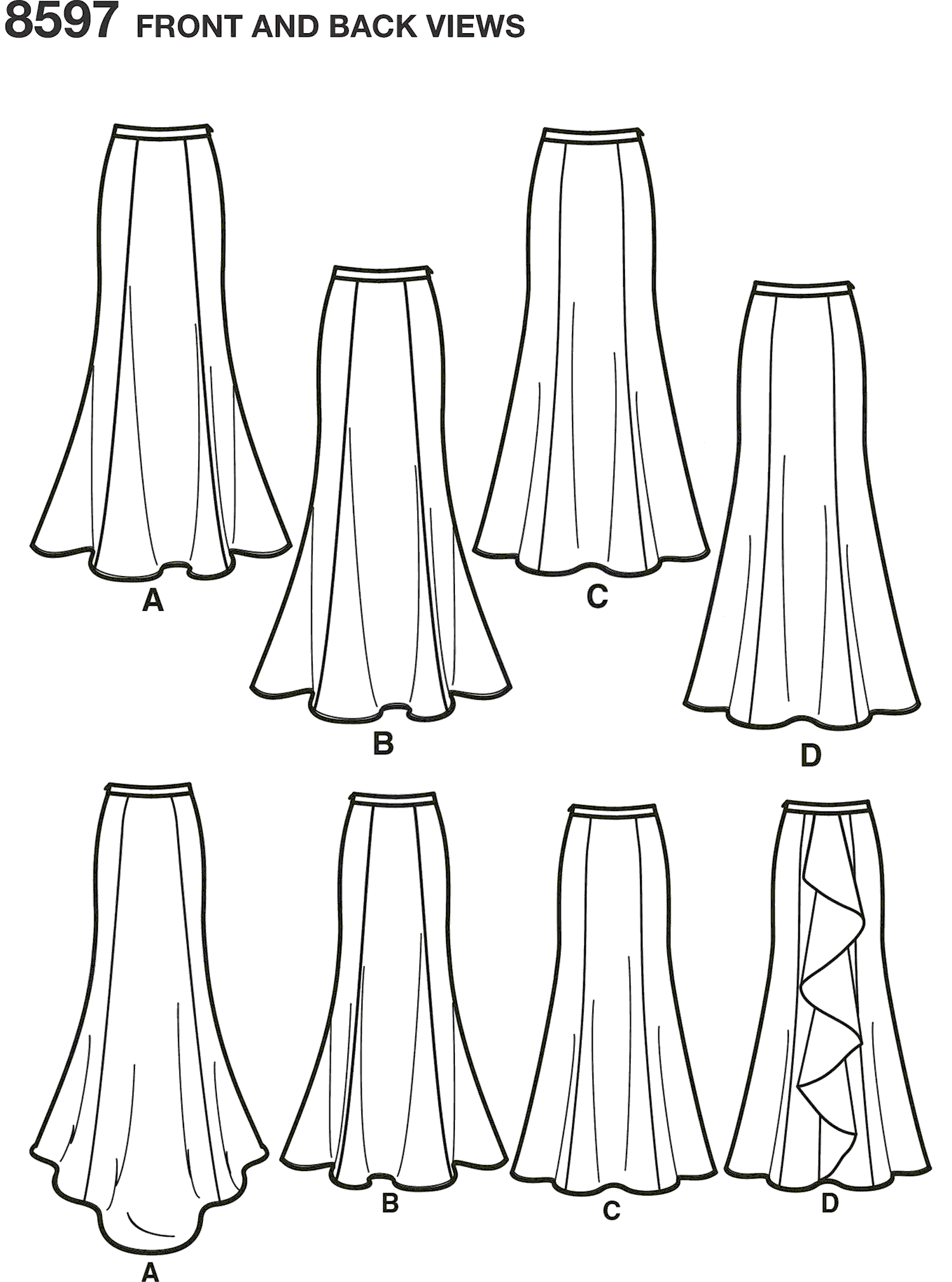 Simplicity Pattern 8597 Womens Special Occasion Skirts Line Art From Patternsandplains.com