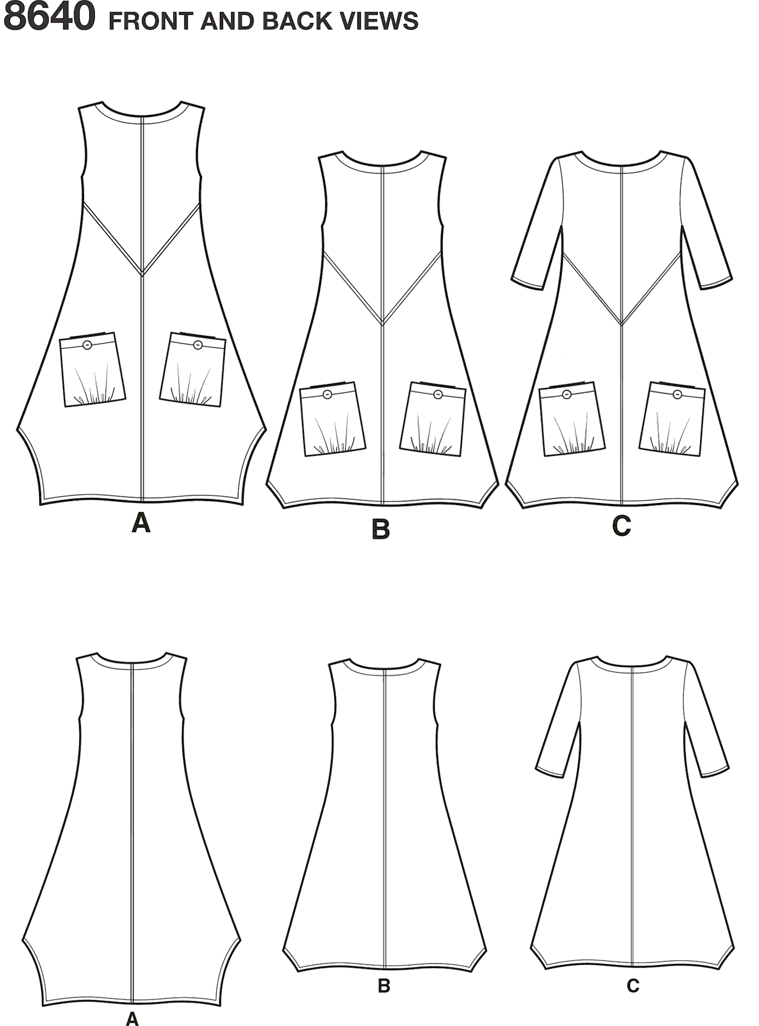 Simplicity Pattern 8640 Womens Plus Size Dress or Tunic Line Art From Patternsandplains.com