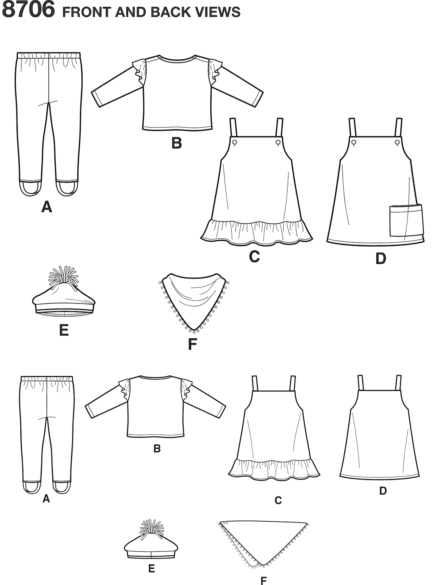 Simplicity Pattern 8706 Baby Gear Separates Line Art From Patternsandplains.com