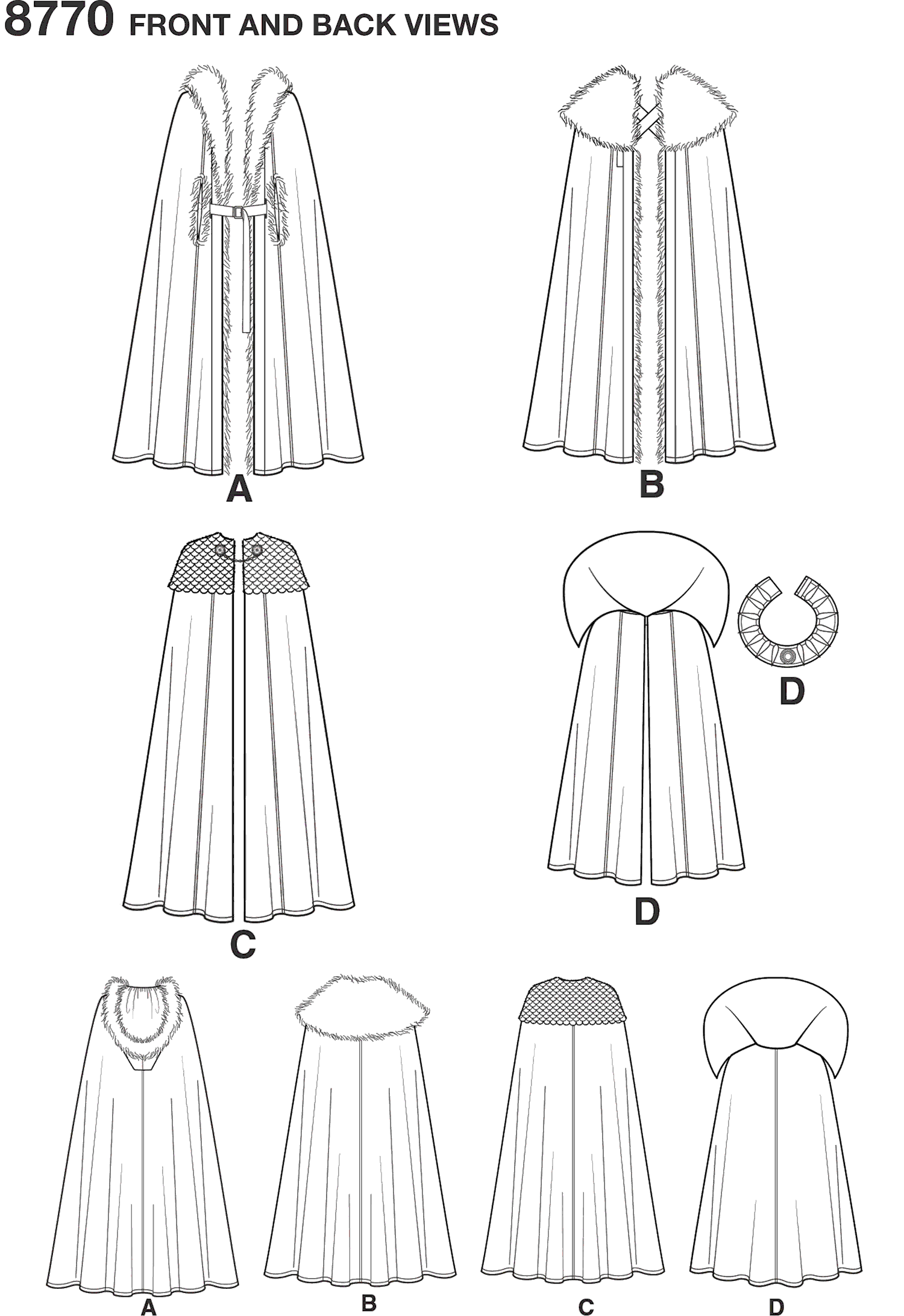 Simplicity Pattern 8770 Unisex Costume Capes Line Art From Patternsandplains.com