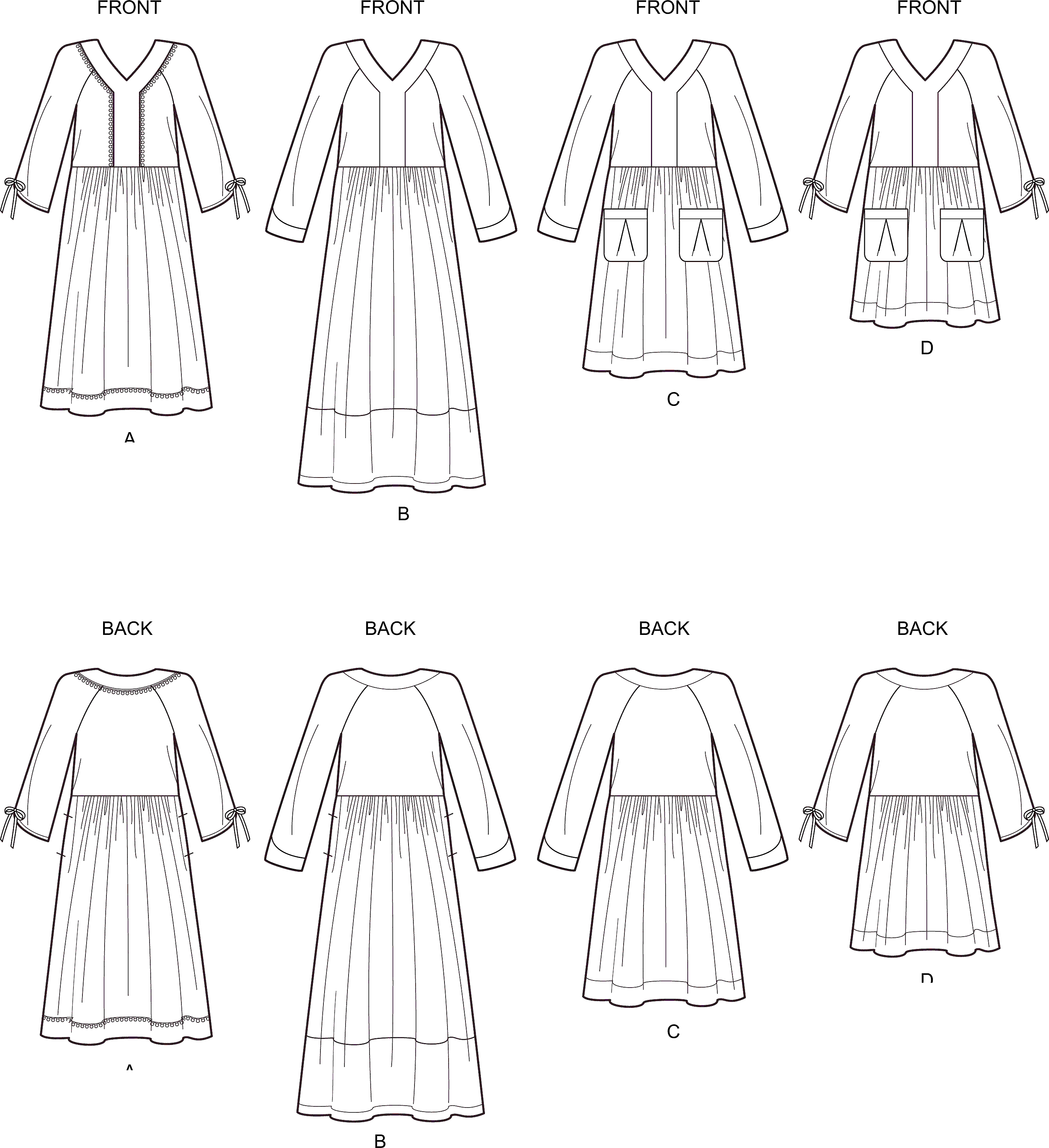 Simplicity Sewing Pattern S8984 Misses Pocket Dresses 8984 Line Art From Patternsandplains.com