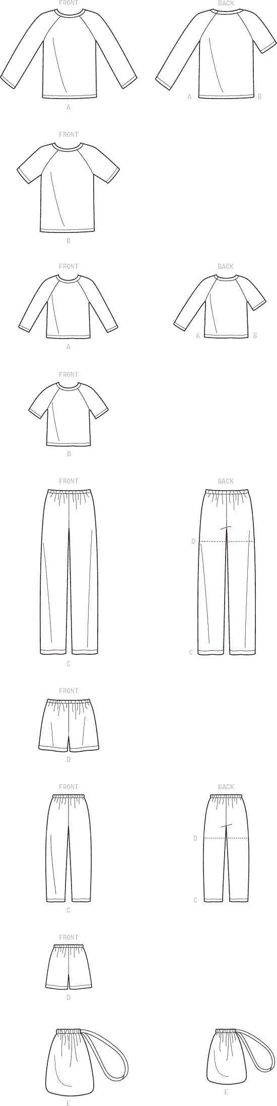 Simplicity Sewing Pattern S9128 Mens and Boys Sleepwear 9128 Line Art From Patternsandplains.com