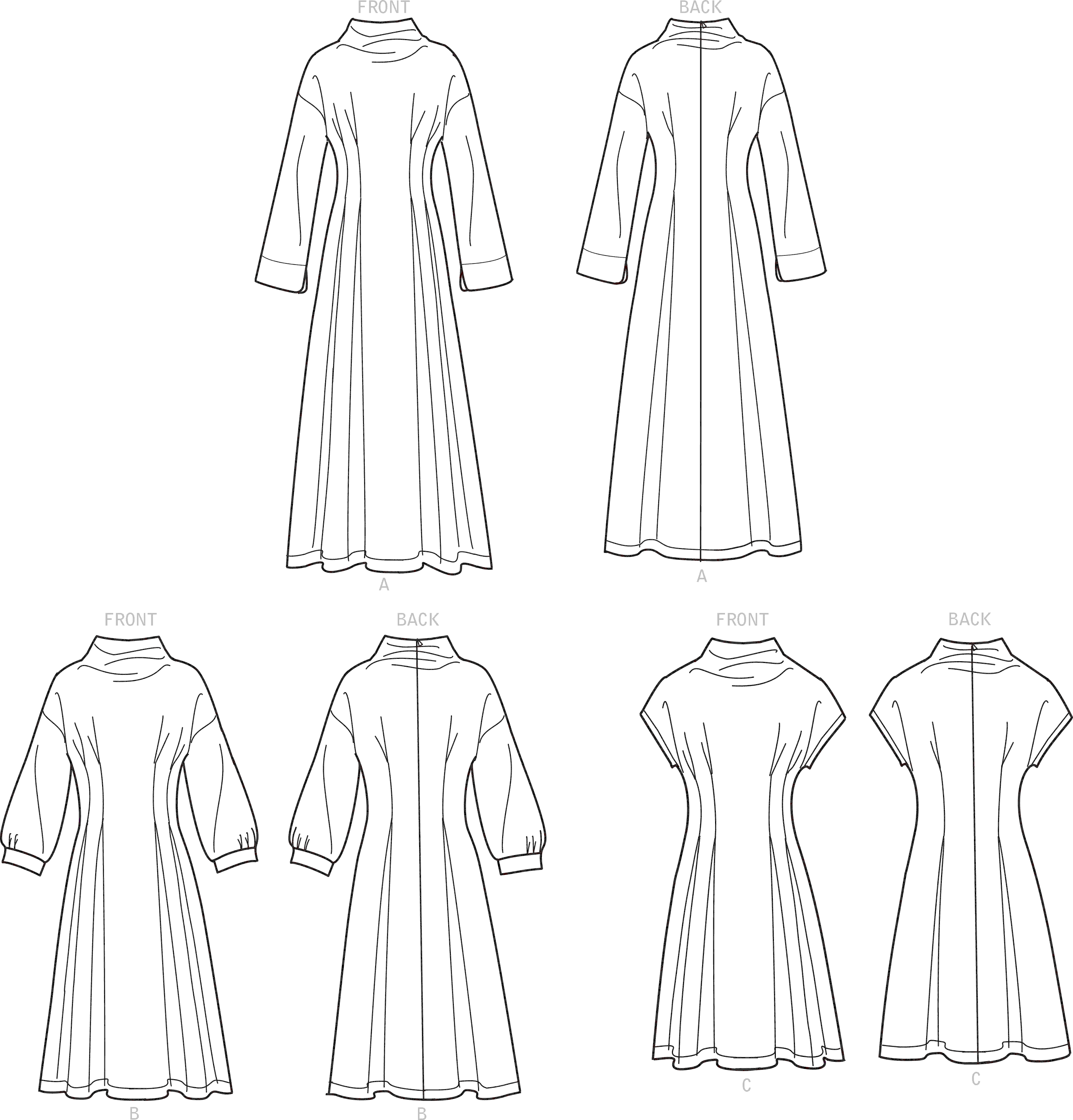 Simplicity Sewing Pattern S9174 Misses Knit Dress 9174 Line Art From Patternsandplains.com