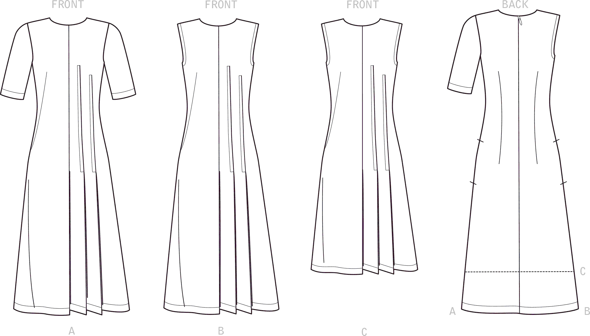 Simplicity Sewing Pattern S9223 Misses Pleated Dress 9223 Line Art From Patternsandplains.com