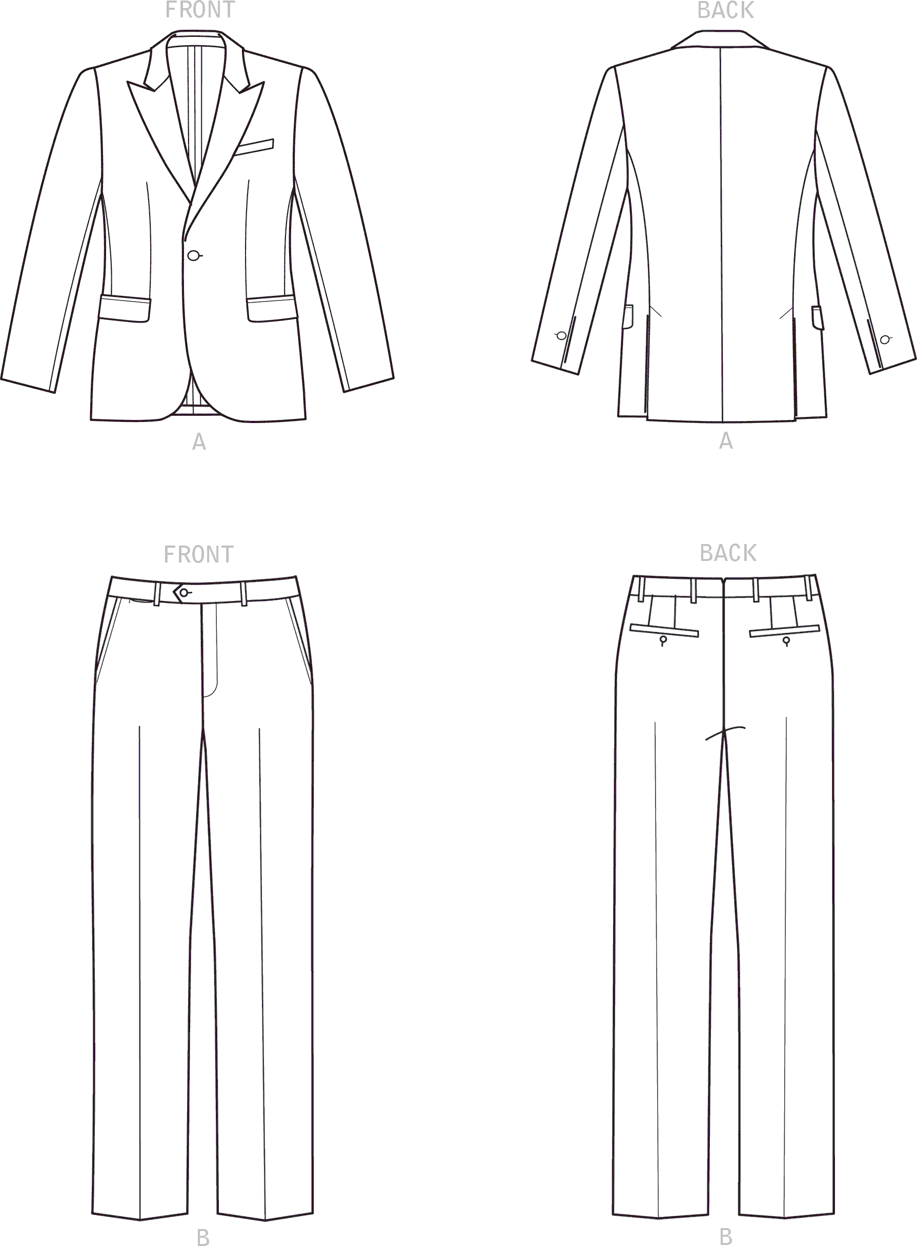 Simplicity Sewing Pattern S9241 Mens Suit 9241 Line Art From Patternsandplains.com