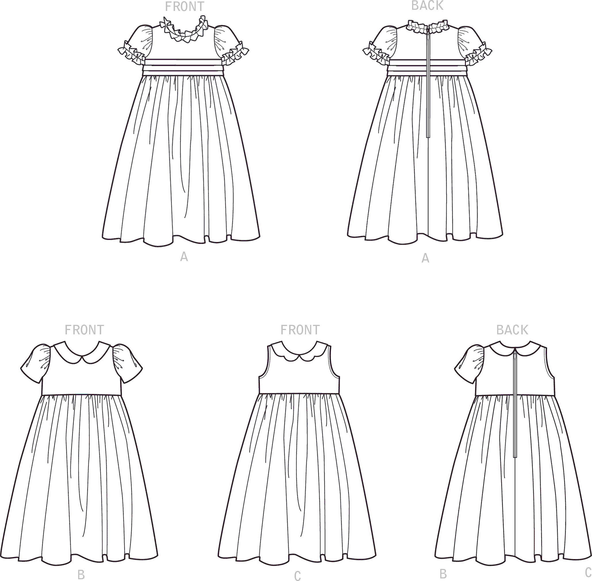 Simplicity Sewing Pattern S9245 Childrens Dress 9245 Line Art From Patternsandplains.com