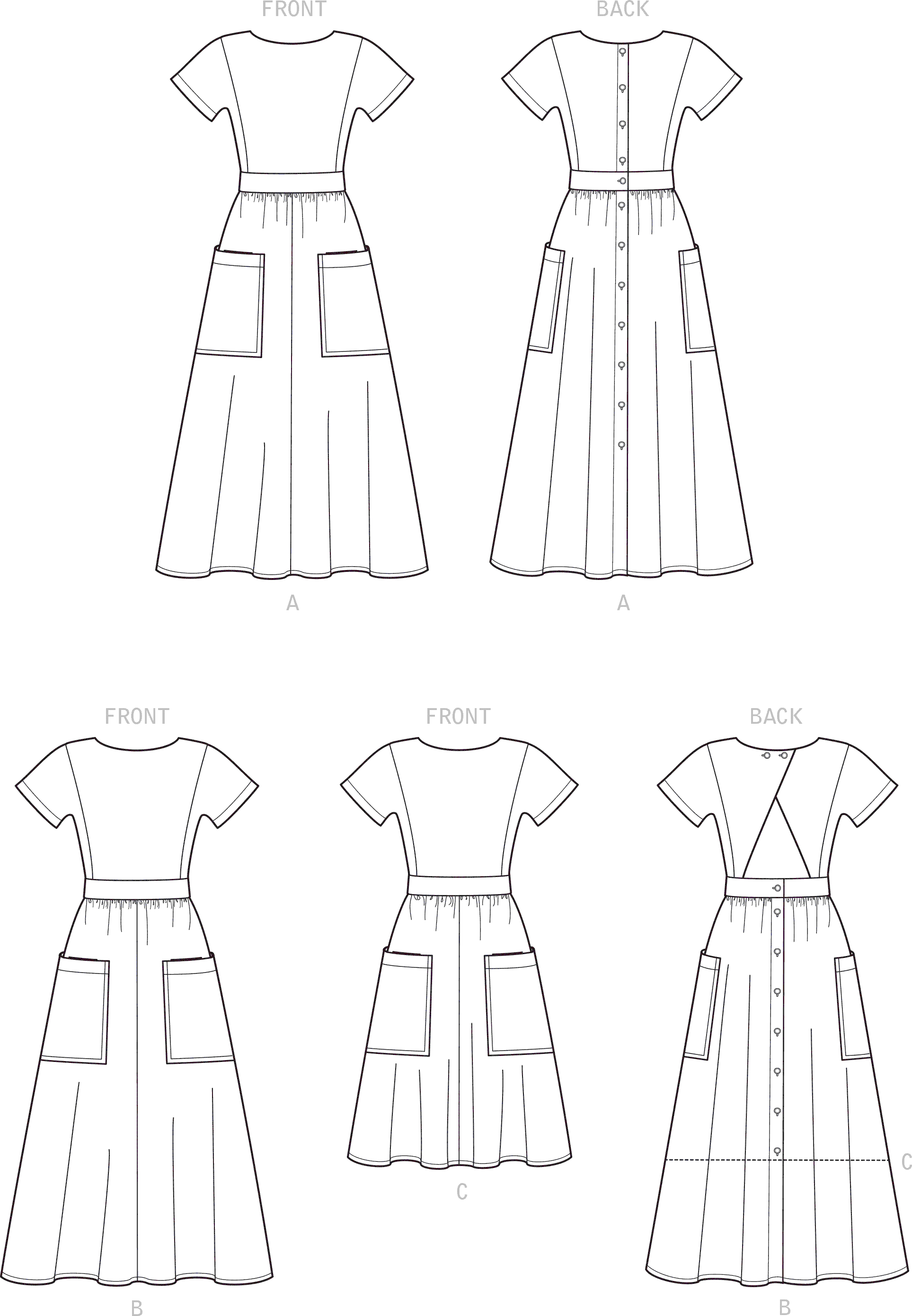 Simplicity Sewing Pattern S9324 Misses Dresses 9324 Line Art From Patternsandplains.com
