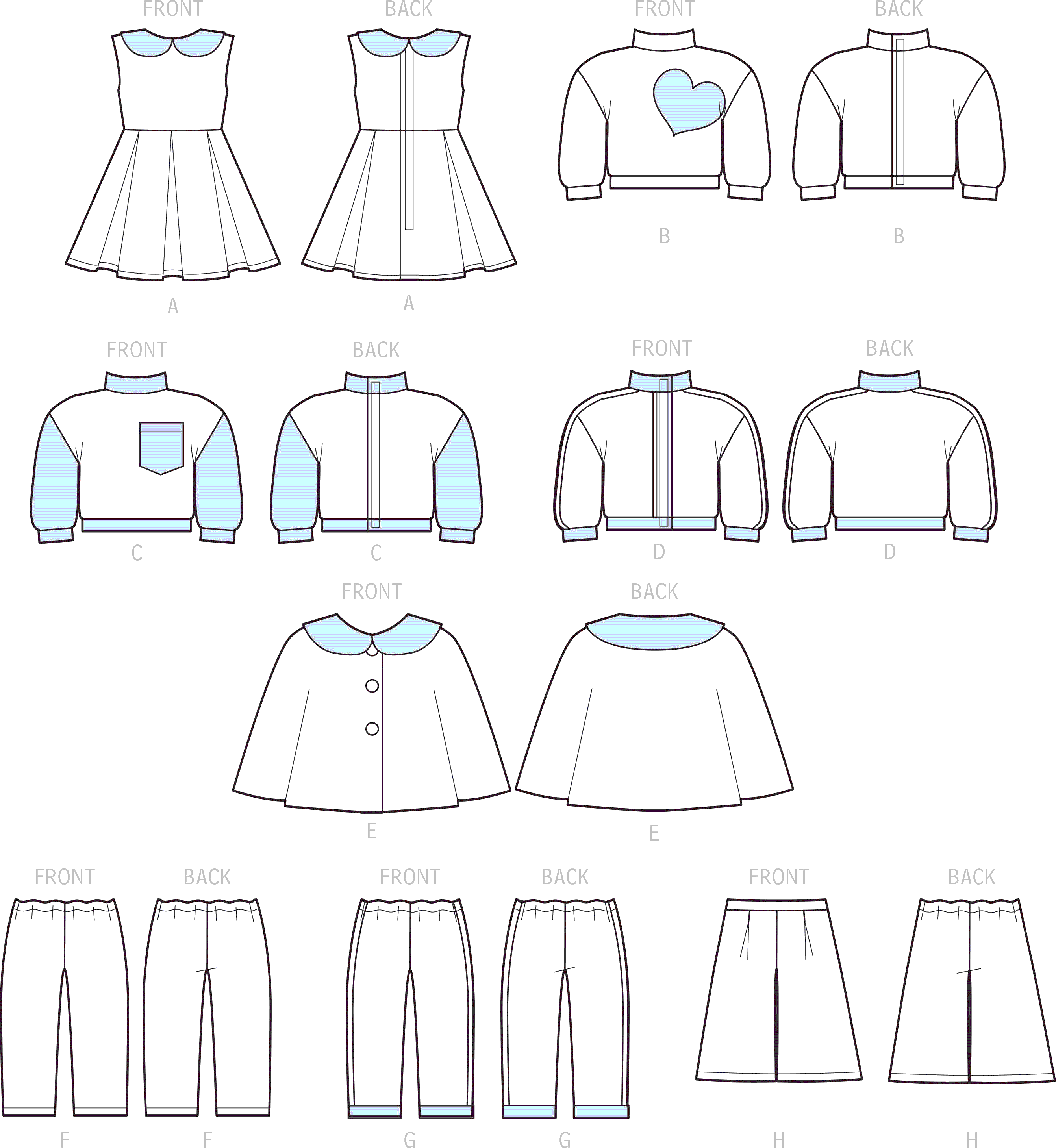 Simplicity Sewing Pattern S9439 18 Doll Clothes 9439 Line Art From Patternsandplains.com