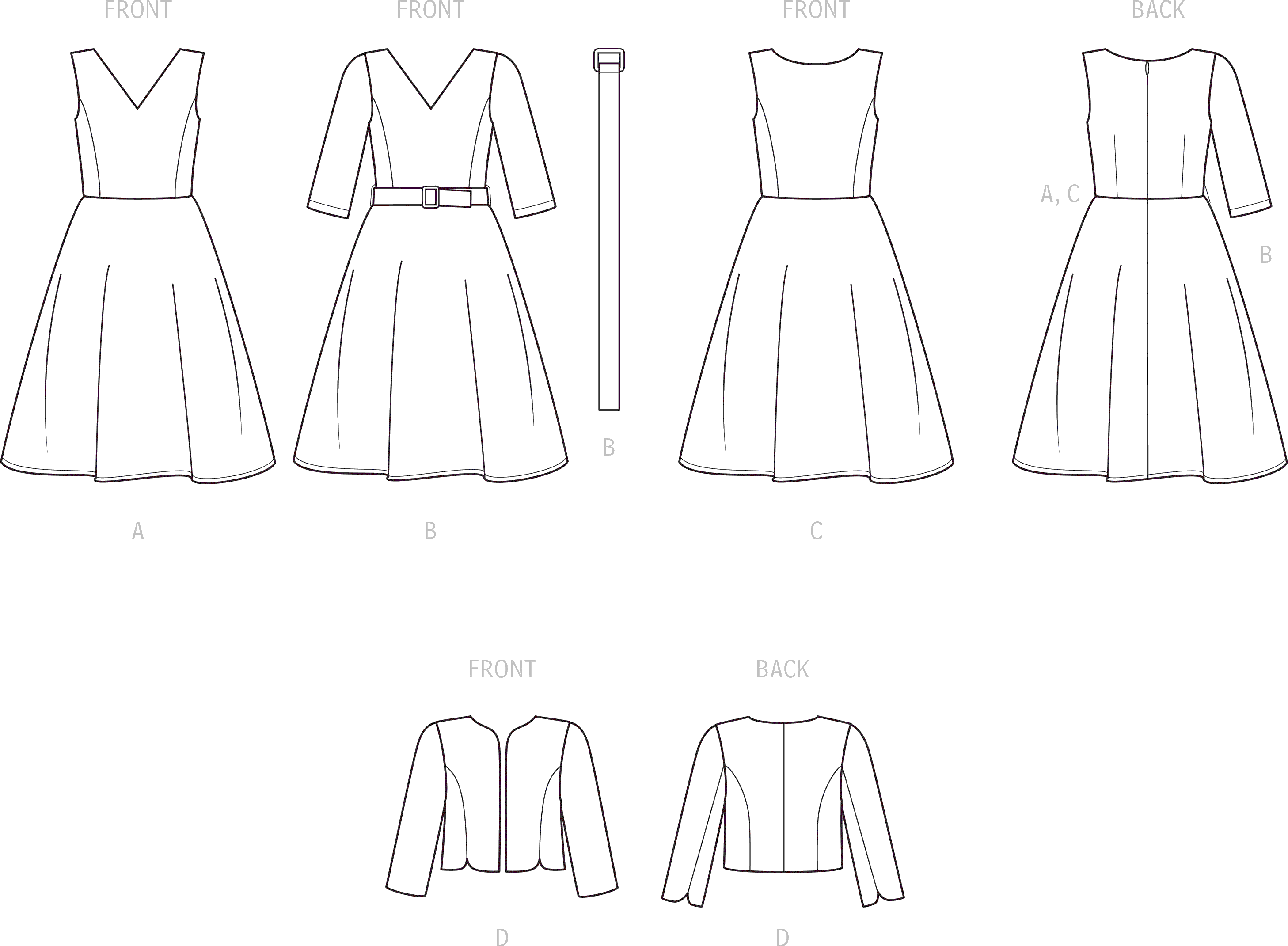 Simplicity Sewing Pattern S9474 Womens Dresses and Jacket 9474 Line Art From Patternsandplains.com