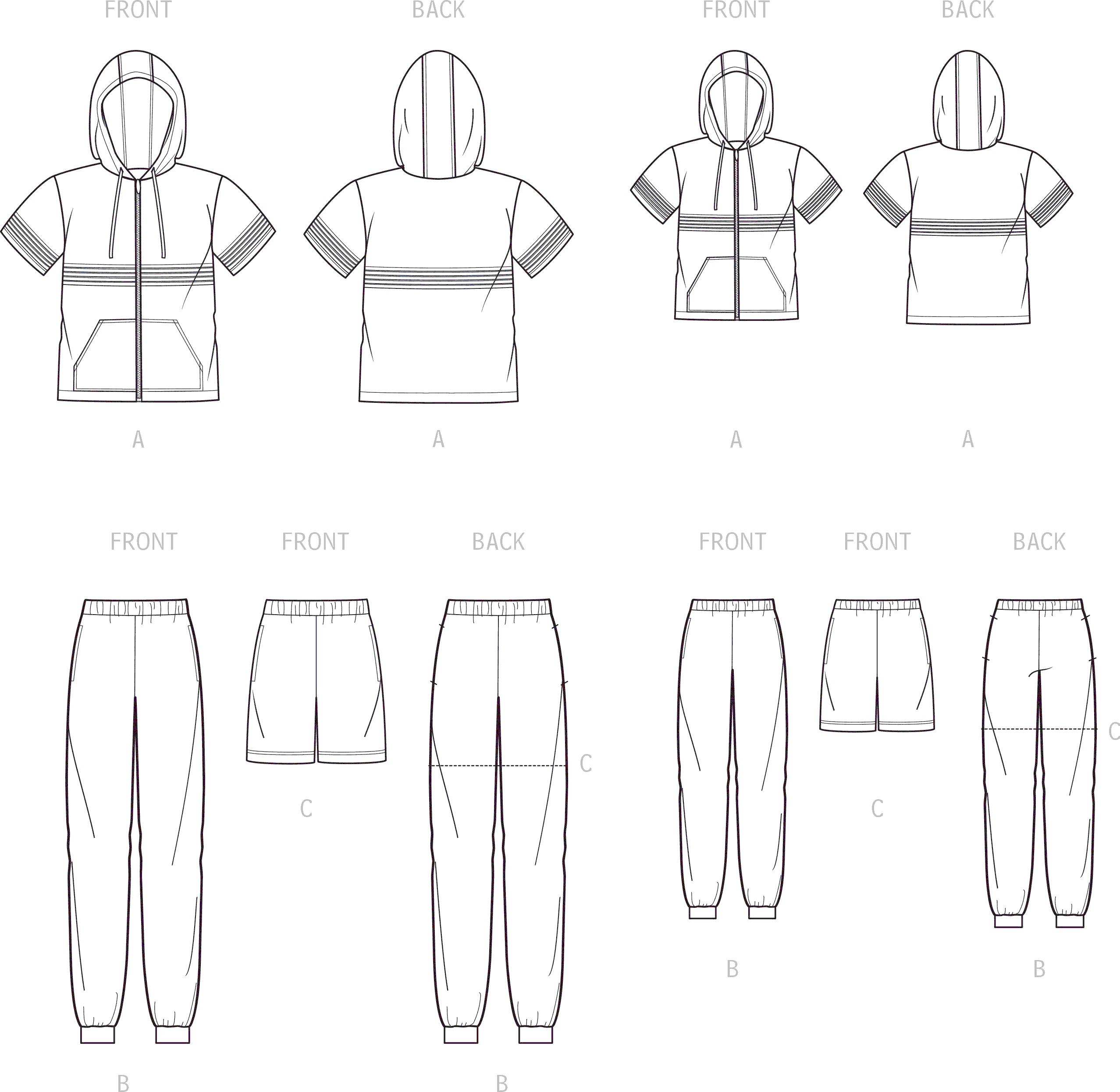 Simplicity Sewing Pattern S9482 Boys and Mens Tracksuit 9482 Line Art From Patternsandplains.com