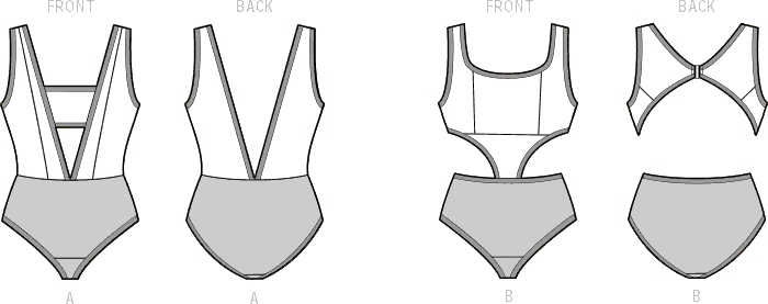 Simplicity Sewing Pattern S9609 Misses and Womens Swimsuits by Maddie Flanigan 9609 Line Art From Patternsandplains.com