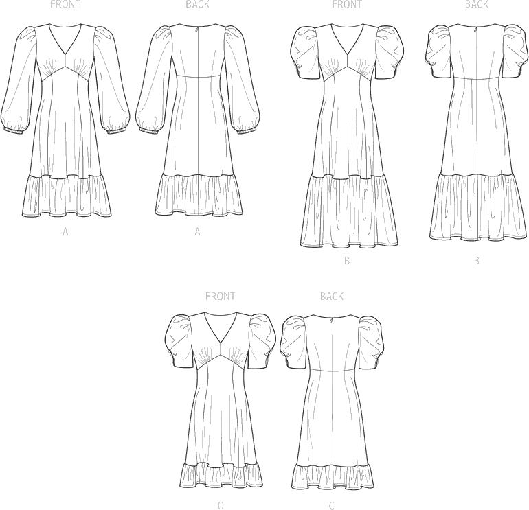 Simplicity Sewing Pattern S9642 Misses Dress 9642 Line Art From Patternsandplains.com