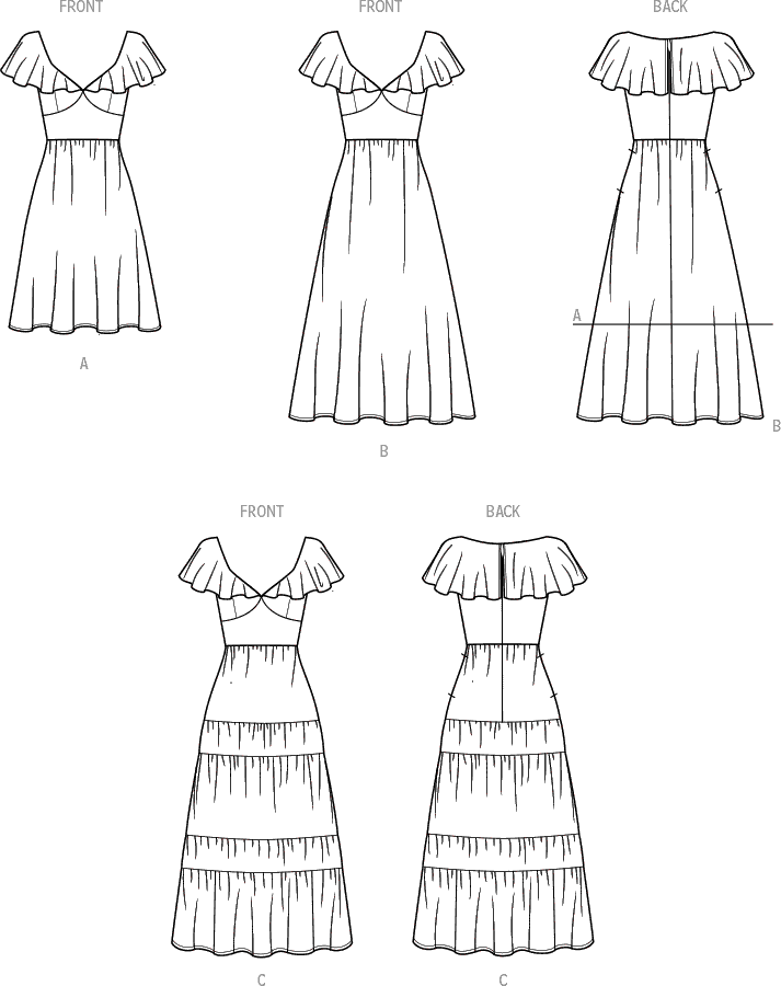 Simplicity Sewing Pattern S9703 Misses Dresses 9703 Line Art From Patternsandplains.com