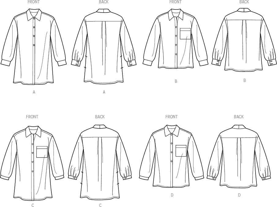 Simplicity Sewing Pattern S9708 Womens Shirts 9708 Line Art From Patternsandplains.com