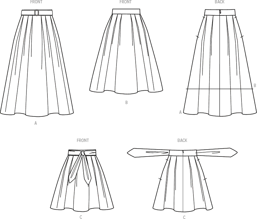 Simplicity Sewing Pattern S9712 Womens Skirts 9712 Line Art From Patternsandplains.com
