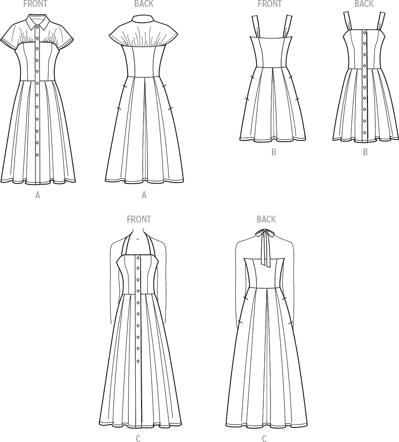 Simplicity Sewing Pattern S9742 Misses Dresses 9742 Line Art From Patternsandplains.com