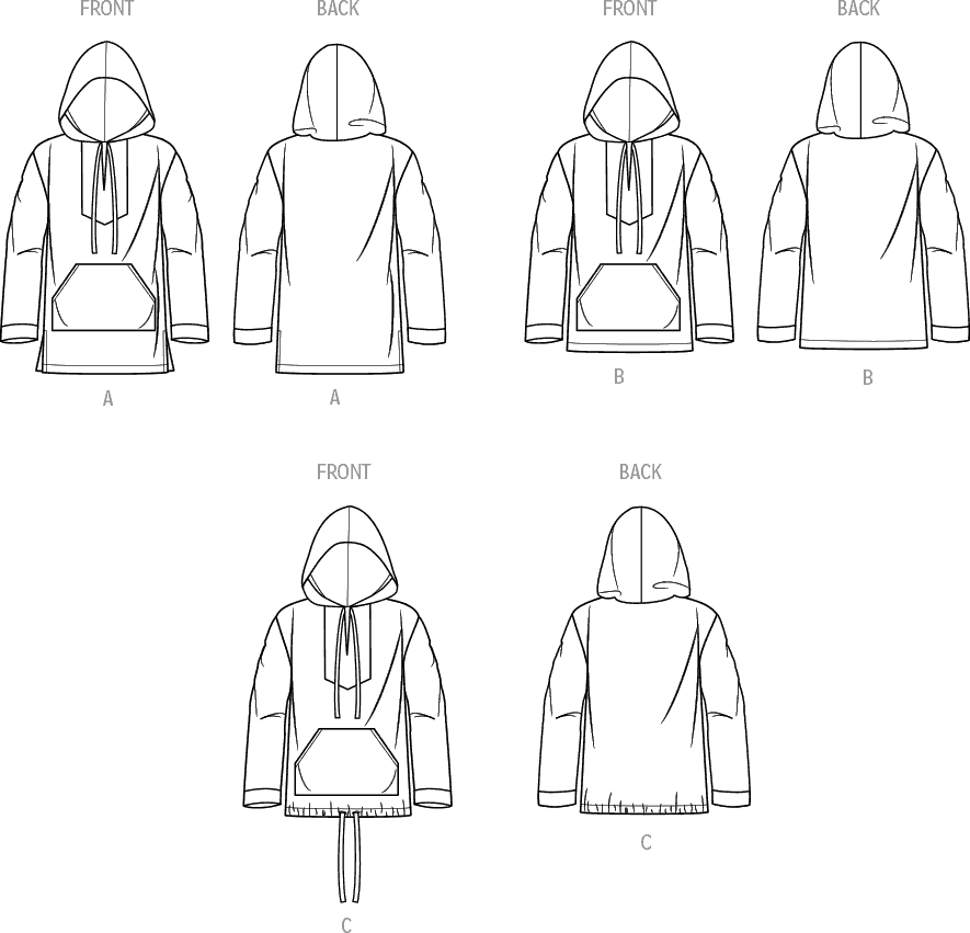 Simplicity Sewing Pattern S9759 Childrens Teens and Adults Hoodie 9759 Line Art From Patternsandplains.com