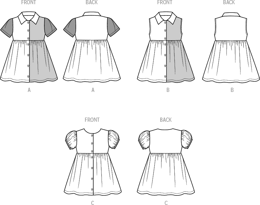 Simplicity Sewing Pattern S9760 Toddlers Dress with Sleeve Variations 9760 Line Art From Patternsandplains.com