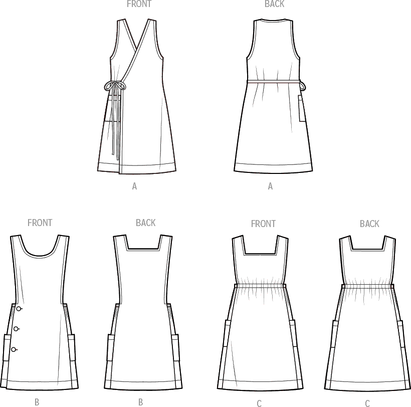 Simplicity Sewing Pattern S9766 Misses Tabard Aprons by Elaine Heigl Designs 9766 Line Art From Patternsandplains.com