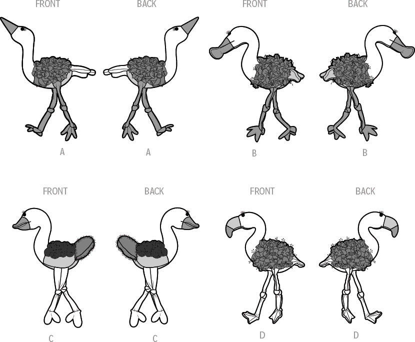 Simplicity Sewing Pattern S9774 Decorative Plush Birds by Carla Reiss Design 9774 Line Art From Patternsandplains.com