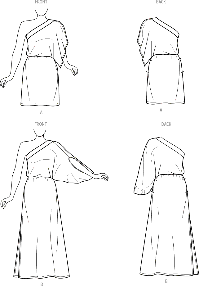 Simplicity Sewing Pattern S9777 Womens Caftan In Two Lengths by Mimi G Style 9777 Line Art From Patternsandplains.com