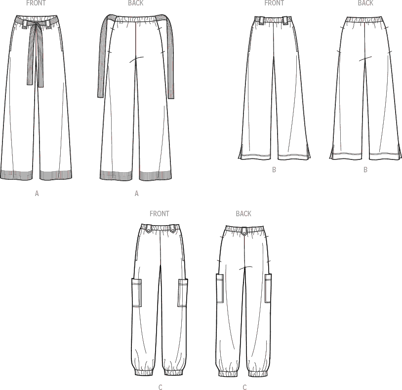 Simplicity Sewing Pattern S9785 Misses Pants 9785 Line Art From Patternsandplains.com