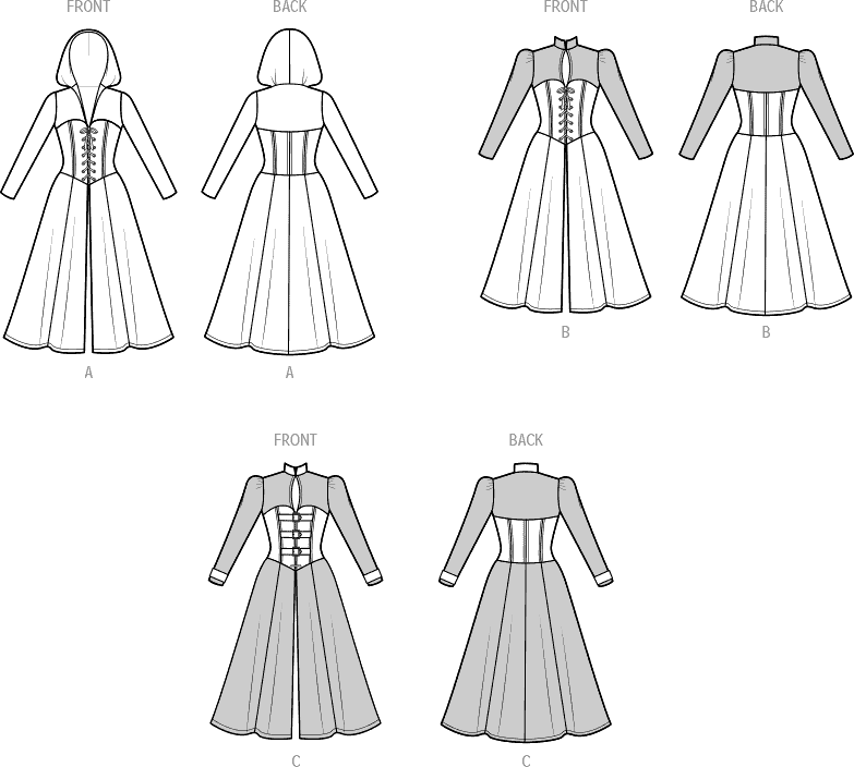 Simplicity Sewing Pattern S9813 Misses and Womens Costumes 9813 Line Art From Patternsandplains.com