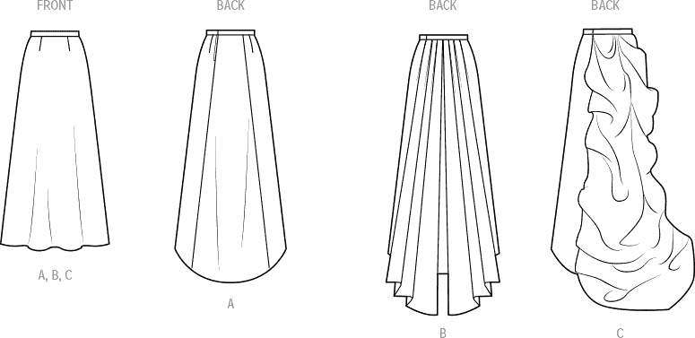 Simplicity Sewing Pattern S9881 Misses Skirts 9881 Line Art From Patternsandplains.com